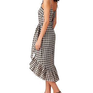 Cosmopolitan X DTO Black White Gingham Freya Midi Dress Size Small